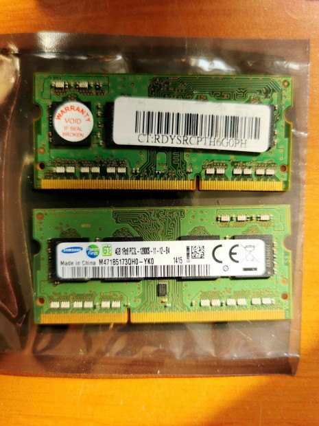 04/2 Samsung M471B5173QH0 8GB 3 hónap garancia PC3 DDR3L ram kit