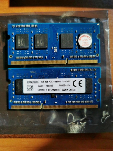 06/2 Kingston Knwmx1-ETB 8GB 3 hónap garancia PC3L DDR3 ram kit