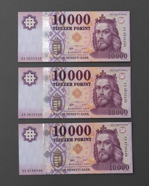 10000 forint 2019 AA betűjellel - 3db