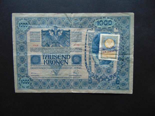 1000 korona 1902 Szerb-Szlovn-Horvt blyeg + Blyegzs ! RR 03