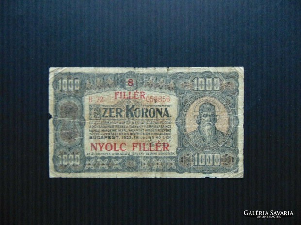 1000 korona 1923 B 72 8 fillr FB