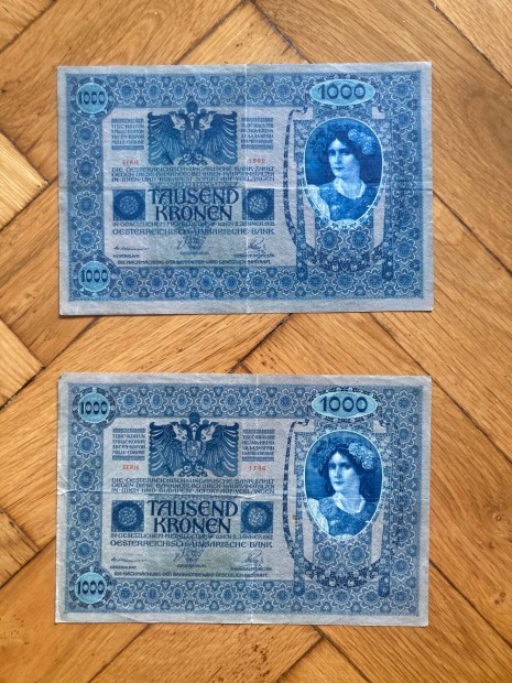 1000 korona D fellblyegzssel (2db)