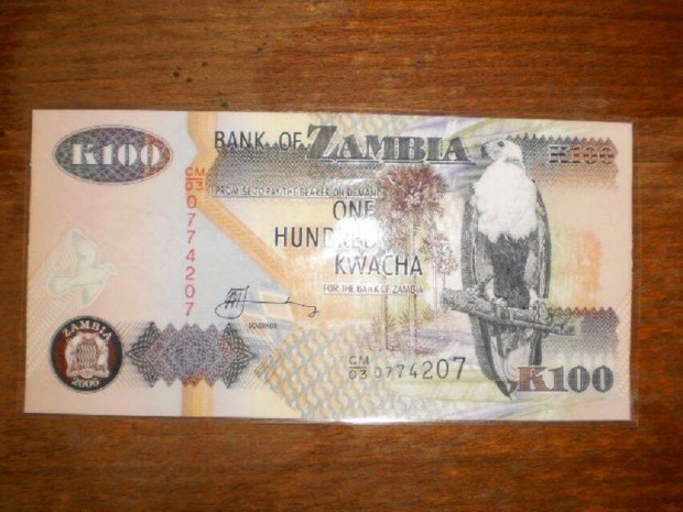 100 Kwacha UNC laminlt elad