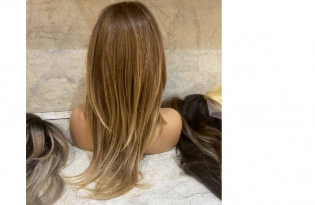 100% emberi haj paróka eladó féláron - szőke - barna balayage