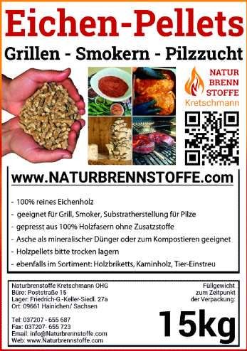 100%-os tisztaságú élelmiszeripari Tölgyfa pellett 15kg (3797)