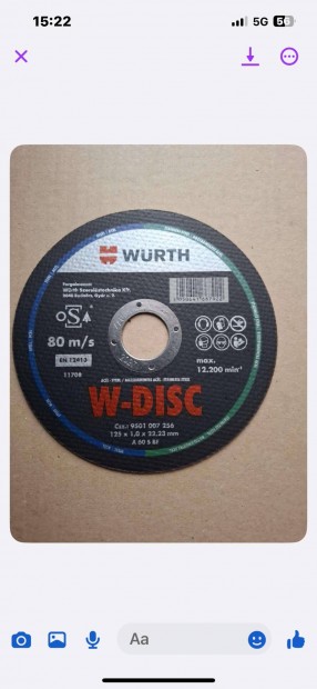 100 db wrth 1mm 125 s vg korong elad.Ingyen futrral.