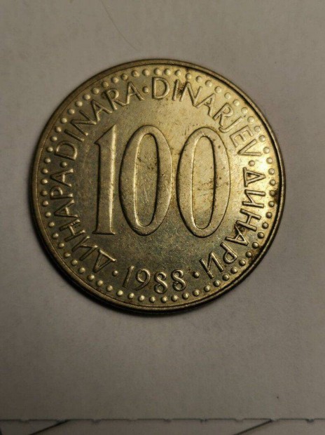 100 dnr pnzrme Jugoszlvia 1988 1500 Ft