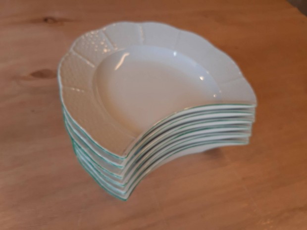 100 éves csontos tányér 6 db régi Herendi porcelán