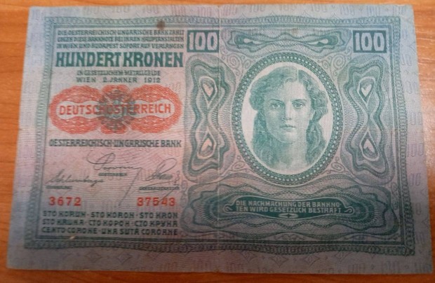 100 korona 1912 osztrák típus
