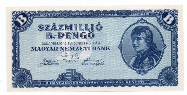 100 milli B-peng, hajtatlan, UNC