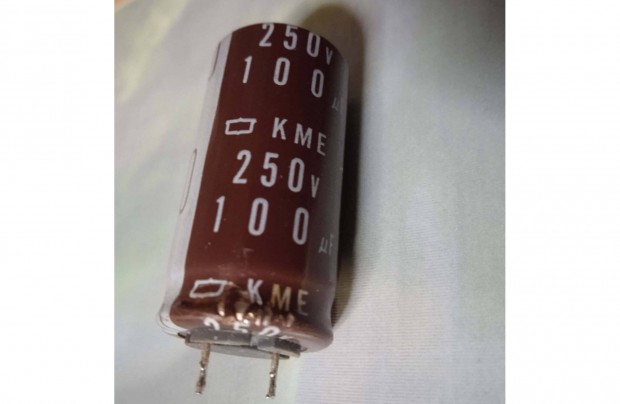 100 uf , 250 V kondenztor , KME , 36 x 18 mm. , NYK-ba