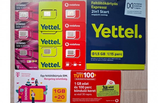 100db j Sim krtya Friss, Telekom Domino, One Vodafone, Yettel