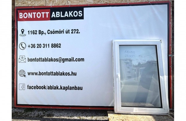 100x150 cm közeli!!! bontott műanyag egyszárnyas bukó-nyíló ablak