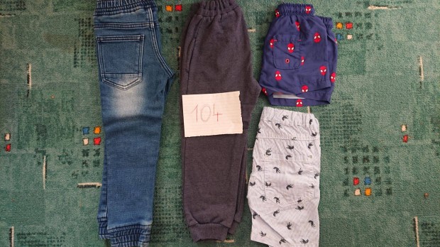 104-es kisfiú ruhacsomag, össz. 11 db: farmer, short, póló, ing