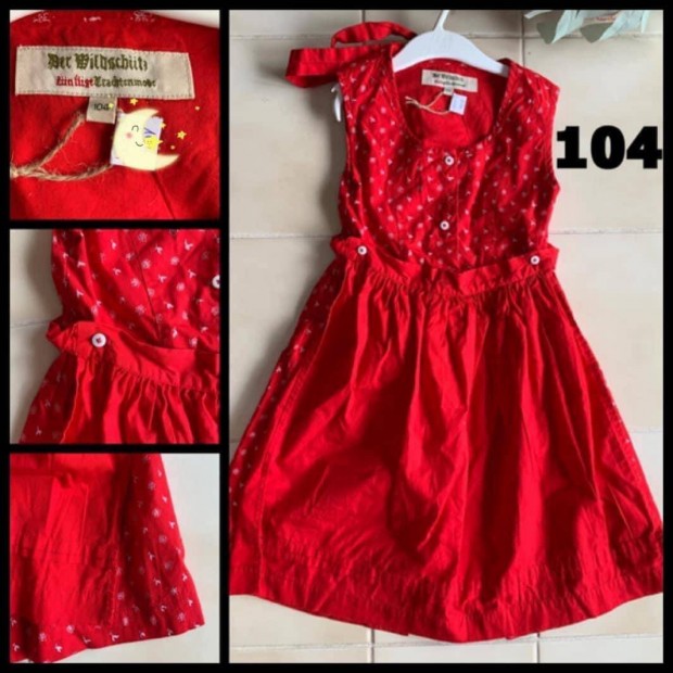 104-es piros Kislny Dirndl ruha