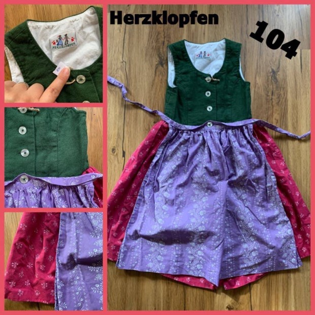 104-espink-zld-lila Kislny Dirndl ruha