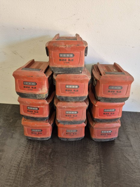 10 DB Hilti 22 volt 5,2 Ah akkumulátor