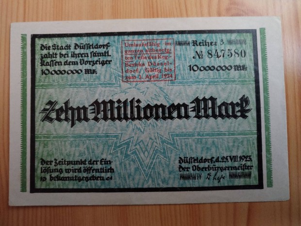 10 Millió Német márka 1923-as papírpénz