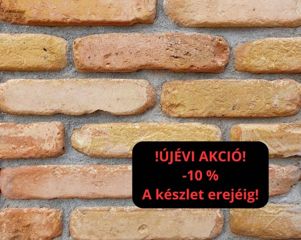 10% Kedvszeletelt,vgott tgla Mediterrn Prmium falburkolat,antikolt