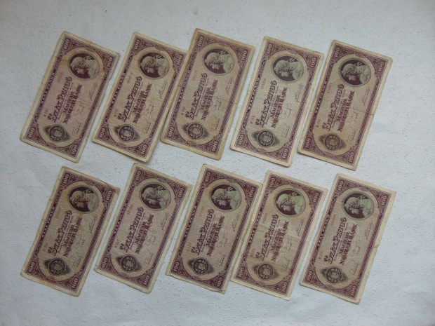 10 darab 100 peng 1945 LOT !!! Tartsfok F - VF