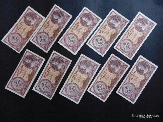 10 darab egymillird peng bankjegy 1946 LOT !