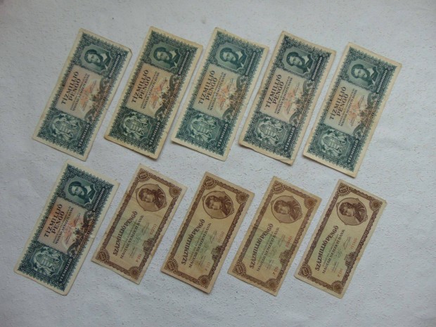 10 darab peng bankjegy LOT !!! Tartsfok F - VF 02