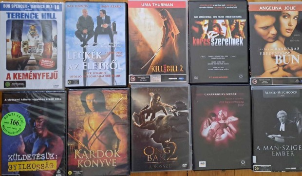 10 db DVD 1000 Ft: A kemnyfej, Korcs szerelmek, Kill Bill 2, Kardok
