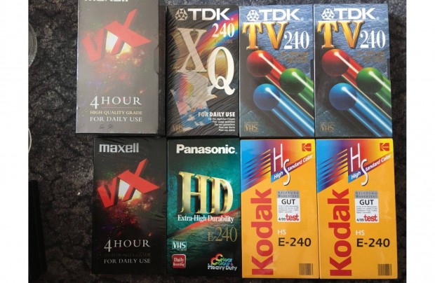 10 db E-240 VHS kazetta j bontatatlan ,posta 4 rs videokazetta