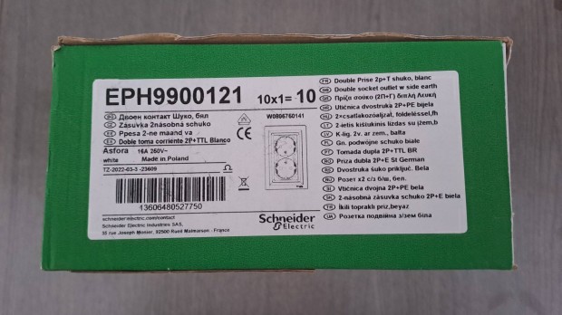 10 db-os Schneider Electric Asfora 9900121 dupla csatlakozaljzat