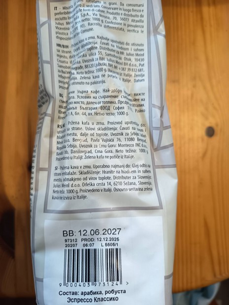 10kg Julius Meinl Crema Espresso Classico szemes k�ve 