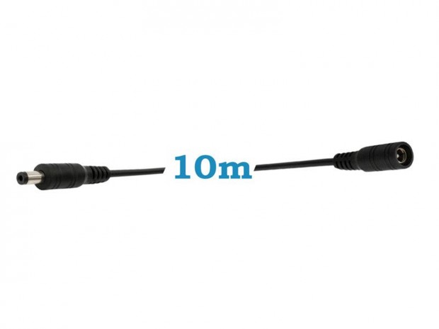 10m-es DC hosszabbító kábel kamerákhoz, dugó-aljzat 5.5 * 2.1MM feket