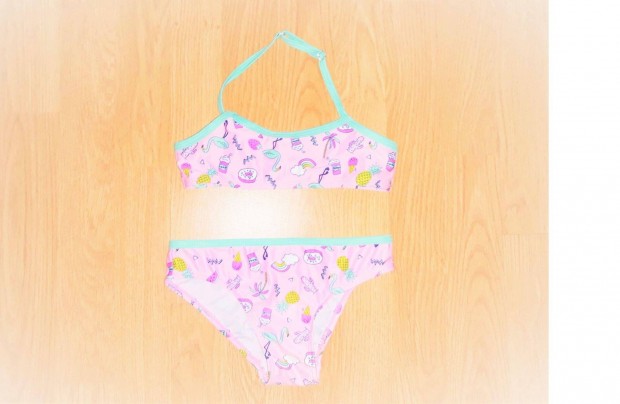 110/116 újszerű cuki flamingó mintás bikini fürdőruha