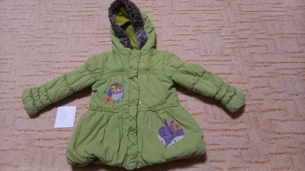 110-es lányos téli gyerek kabát - róka bagoly madár minta - M&S 110