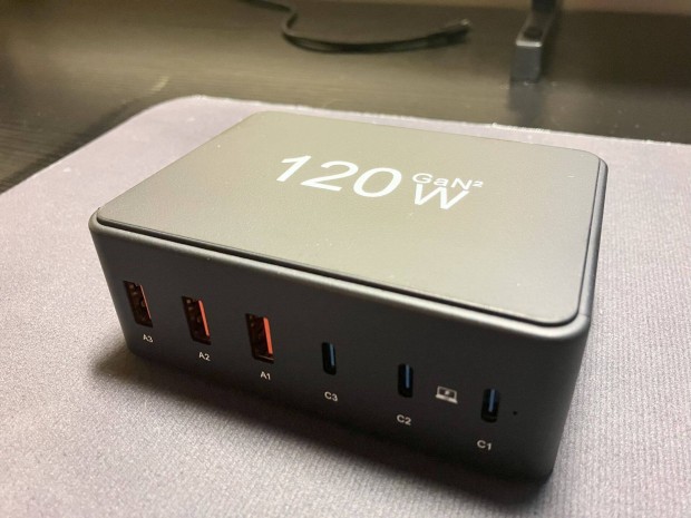 120W GaN hlzati tltlloms (USB-A, USB-C)