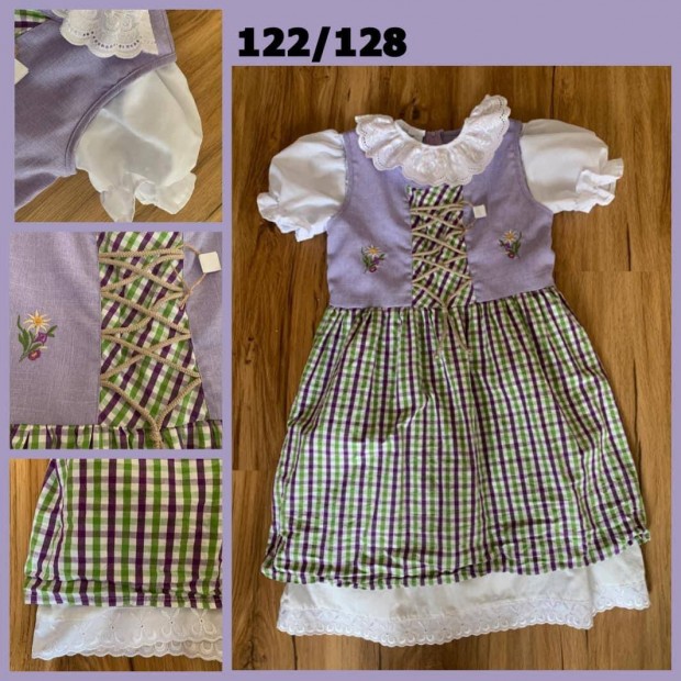 122/128-as lila Kidlny Dirndl ruha blzzal