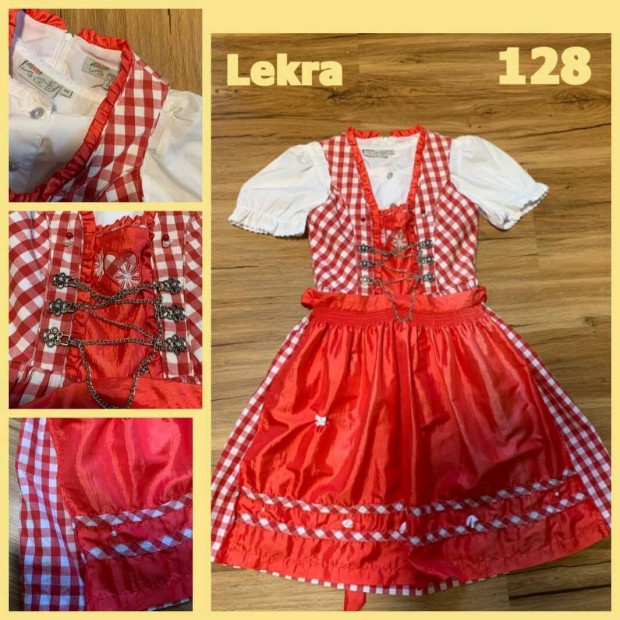 128-as piros Kislny Dirndl ruha blzzal /Lekra/