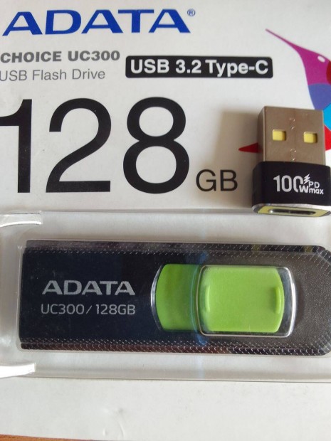 128gb pendrive. Adata márkás pendrive. Type C csatlakozó+ A átalakító
