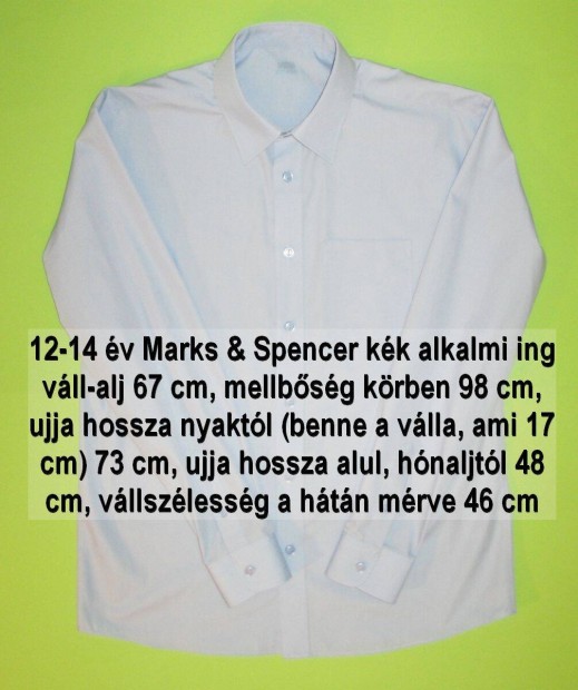 12-14 v Marks & Spencer hossz ujj alkalmi kk pamut ing nem vasals