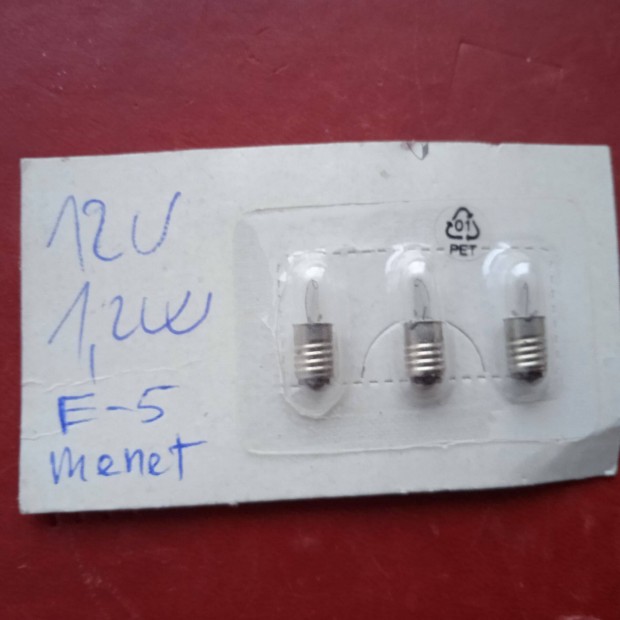12 V , 1,2 W-os , E-5 menetes izzók , újak