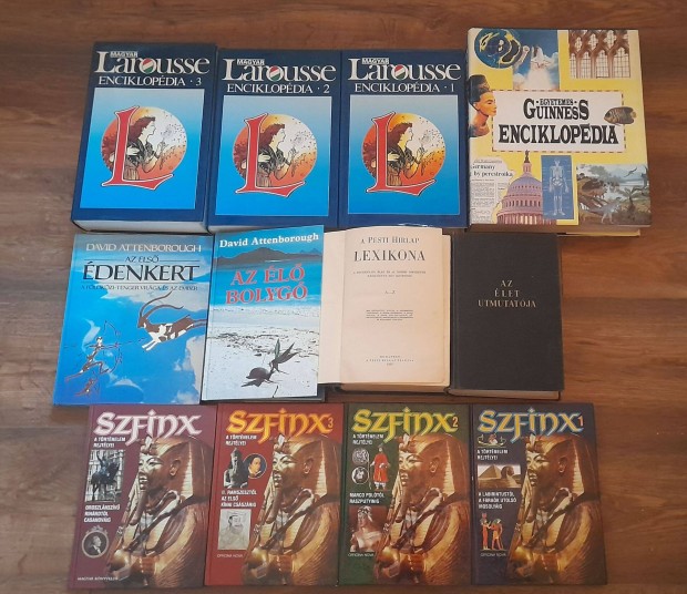 12 db -os knyvcsomag Szfinx David Attenborough Guiness Larousse stb