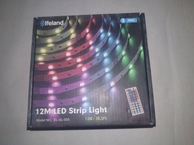 12 m Led Szalag Sznes RGB Adapterrel 44 Gombos Tvirnytval j bo