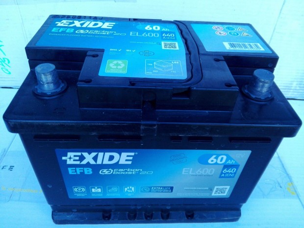 12v60ah Exide EFB start stop akkumulátor 3 hónap garanciával