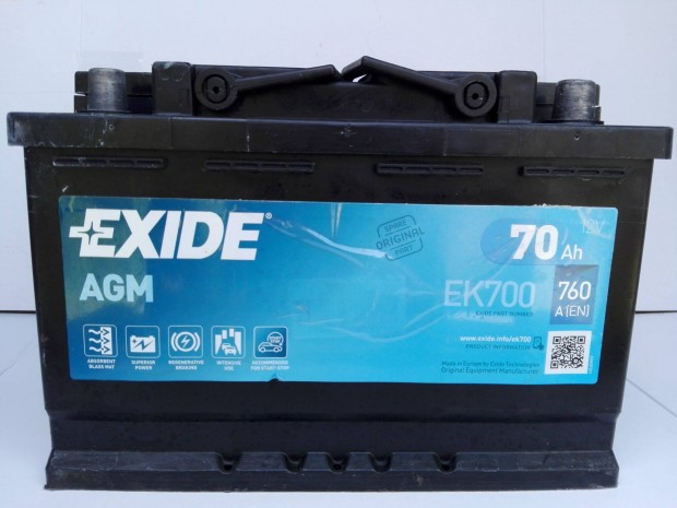 12v70ah Exide agm start stop akkumulátor 3 hónap garanciával
