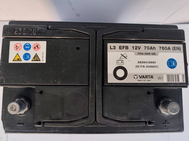 12v70ah Varta EFB akkumultor 3 hnap garancival