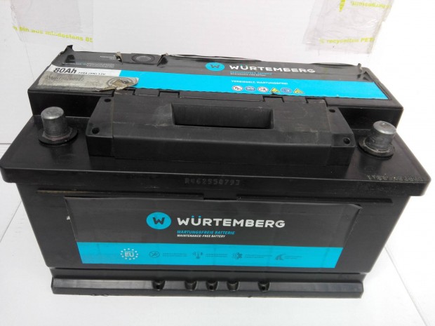 12v80ah Würtemberg akkumulátor 3 hónap garanciával