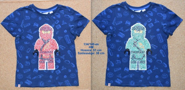 134/140-es H&M Ninjago LEGO megfordthat flitteres sttkk pl