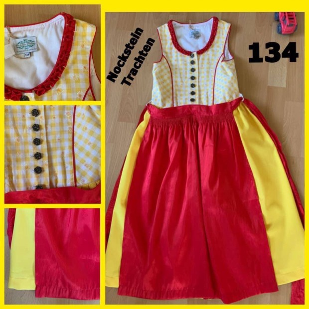 134-es Kislny Dirndl ruha piros-srga