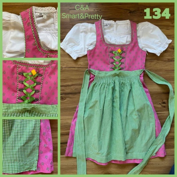 134-es rzsaszn-zld Kislny Dirndl ruha blzzal