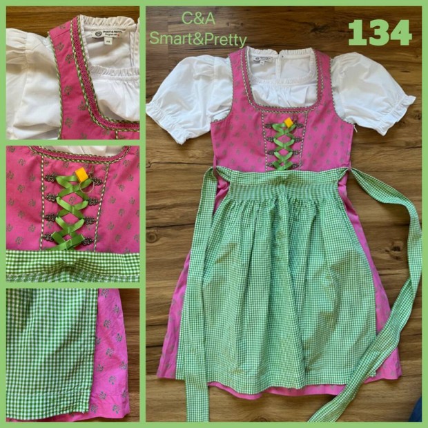 134-es rzsaszn-zld Kislny Dirndl ruha blzzal /C&A/