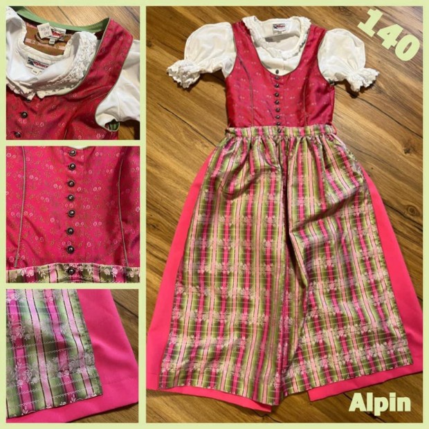 140-es pink Kislny Dirndl ruha blzzal /Alpin/